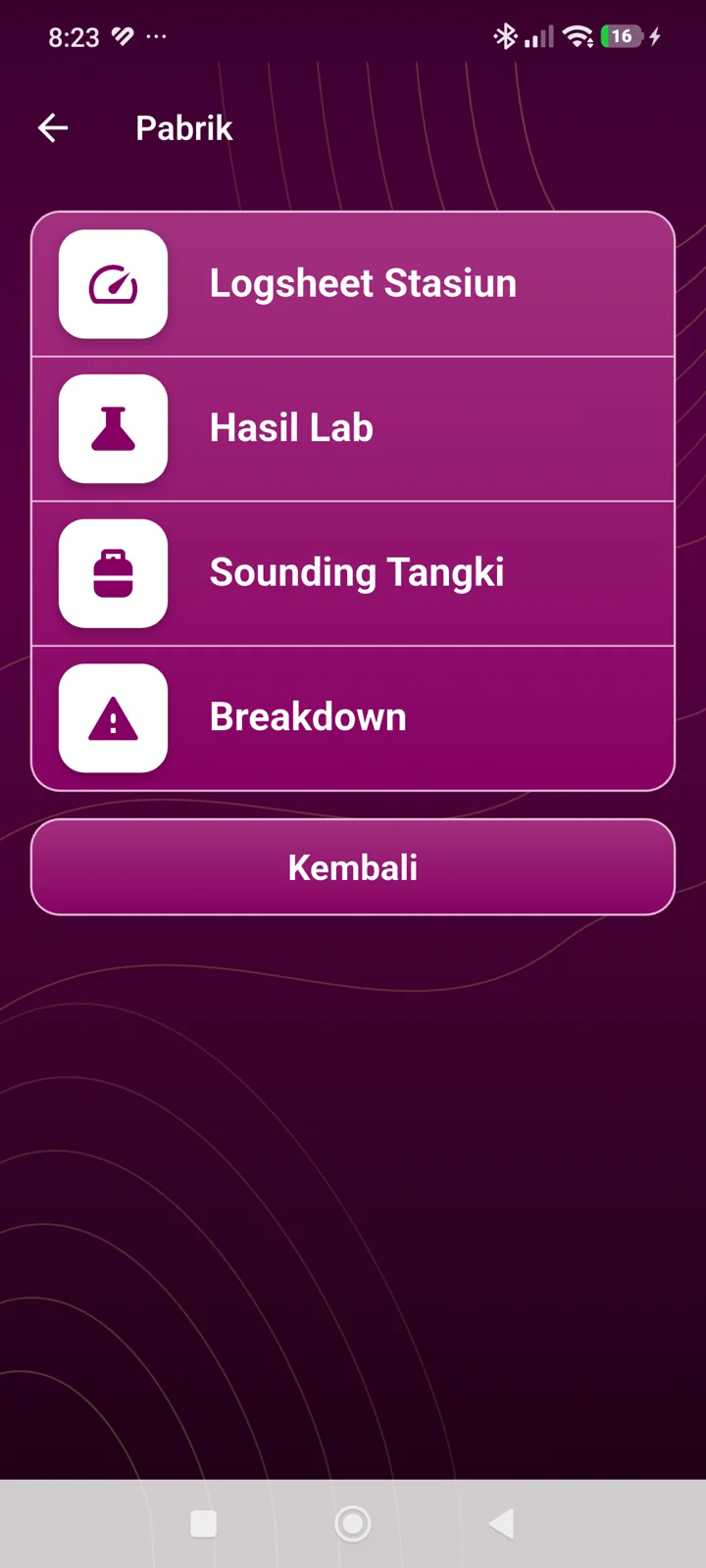 Symphony FieldMate - Pabrik: Logsheet stasiun dan hasil lab, Sounding tangki, Pencatatan breakdown