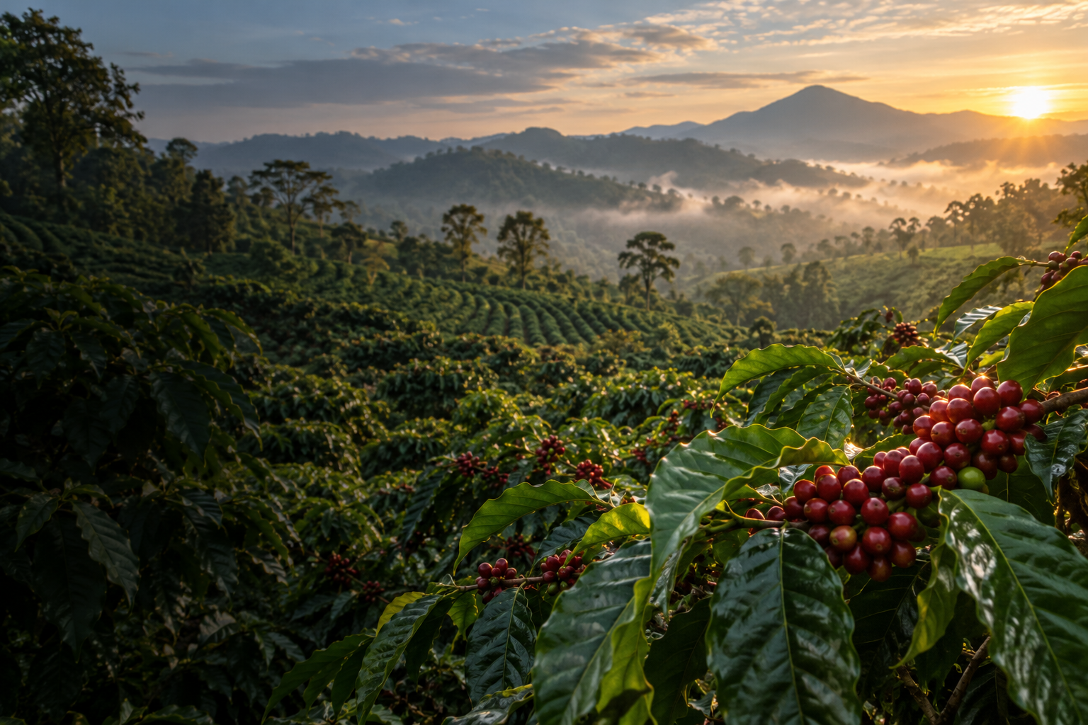 Illustration of a coffee plantation