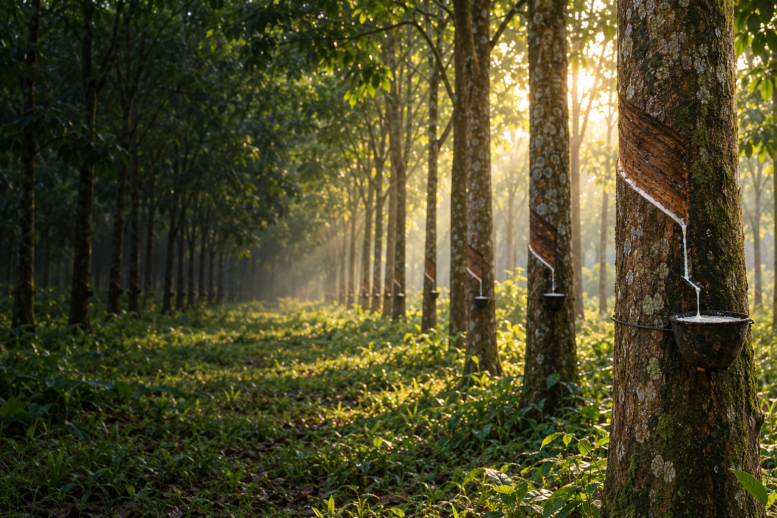 Illustration of a rubber plantation