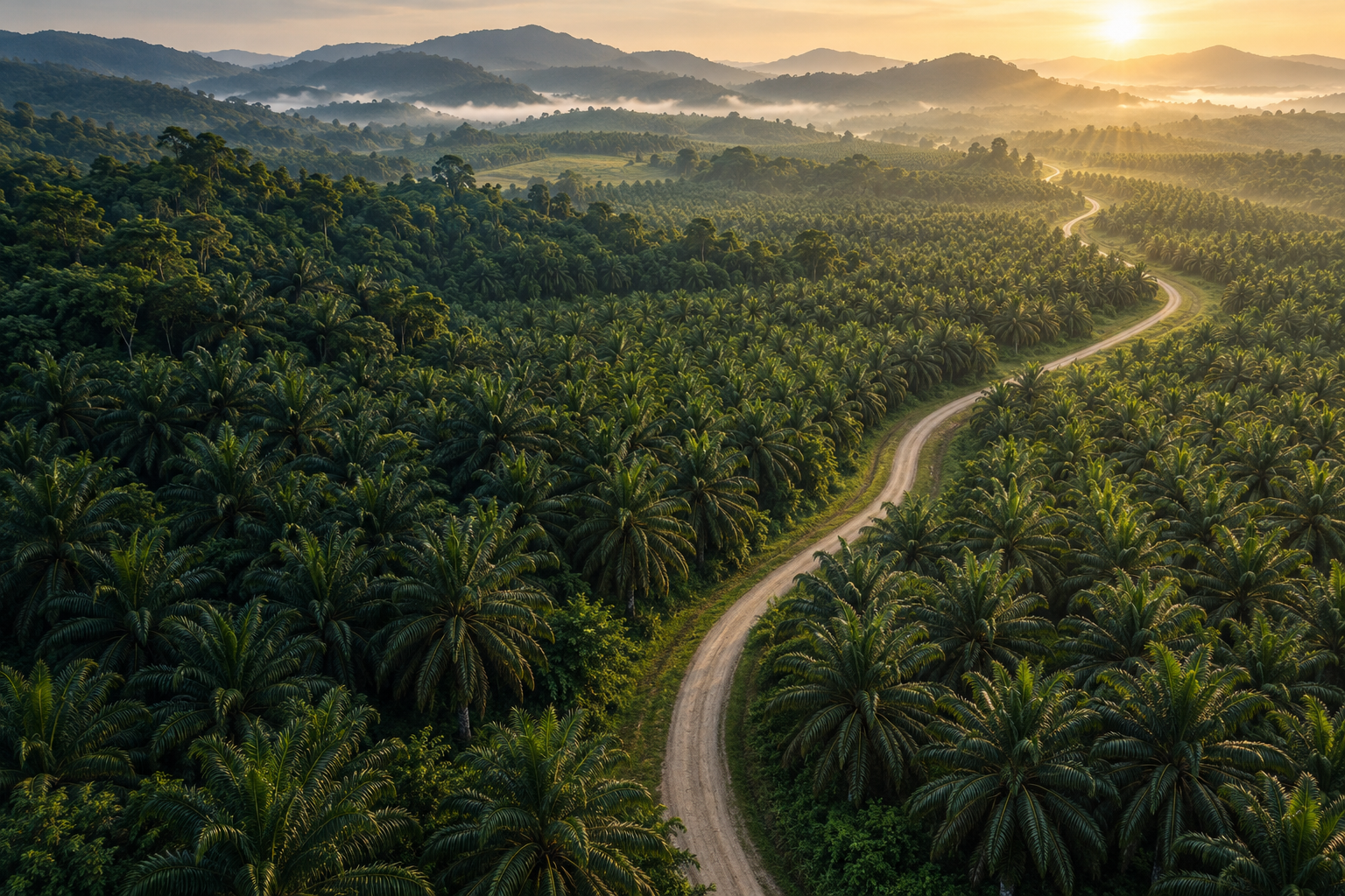 Illustration of a oil-palm plantation
